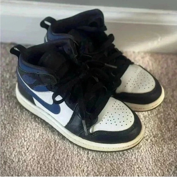 Nike Air Jordan Mid Sneakers - Black, White, Blue - Picture 3 of 7